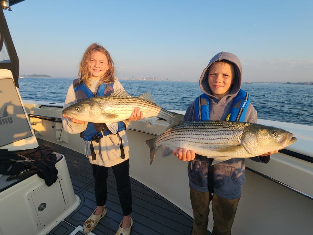 Striped Bass caught by Get Tight Sport Fishing Captain Brian Coombs, July 2025