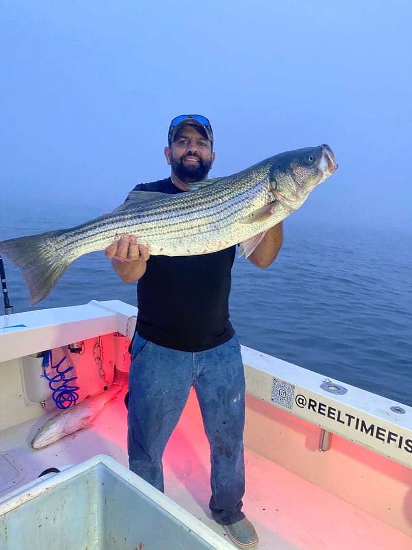 Striped Bass caught by Reel time fishing cape cod, July 2025