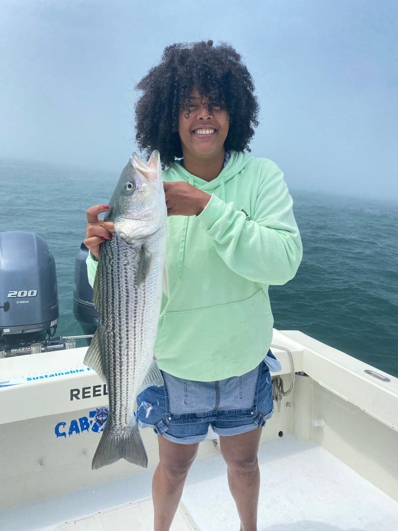 Striped Bass caught by Reel time fishing cape cod, July 2025