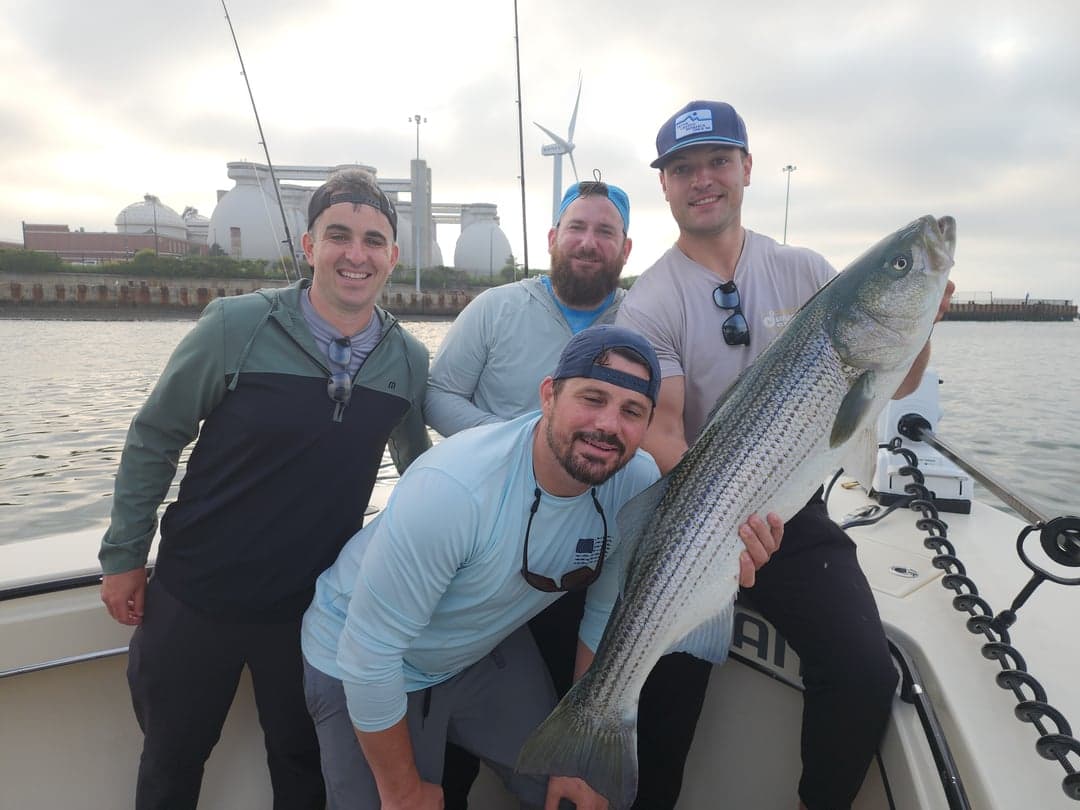Striped Bass caught by Get Tight Sport Fishing Captain Brian Coombs, July 2025