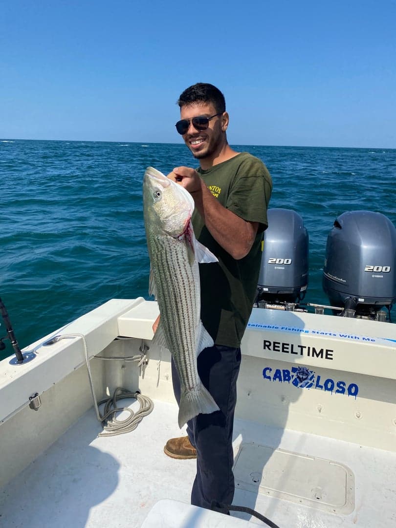 Striped Bass caught by Reel time fishing cape cod, July 2025