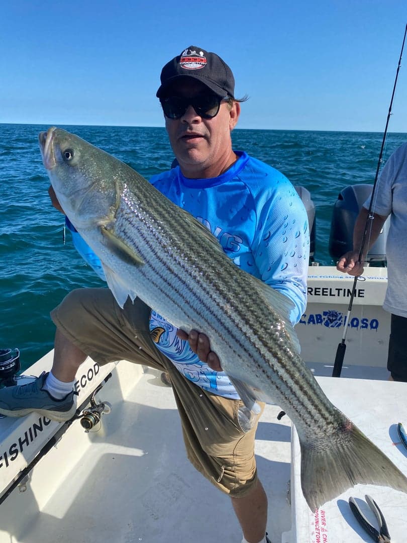 Striped Bass caught by Reel time fishing cape cod, July 2025