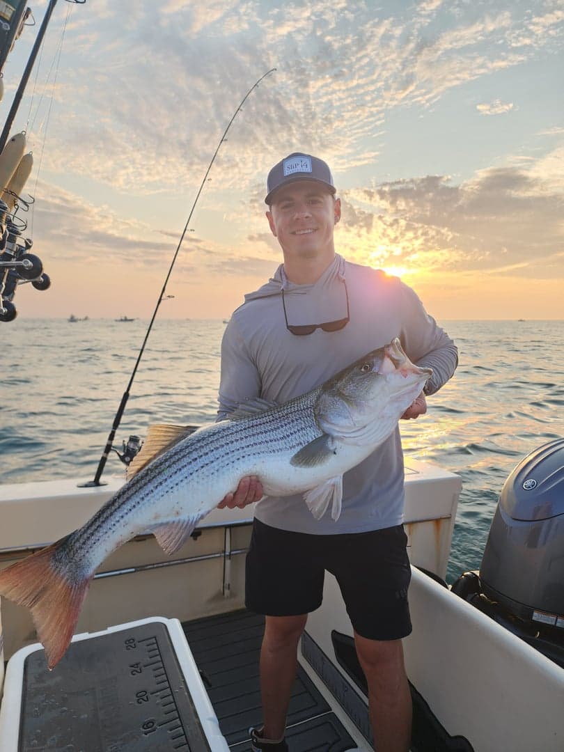 Striped Bass caught by Get Tight Sport Fishing Captain Brian Coombs, July 2025