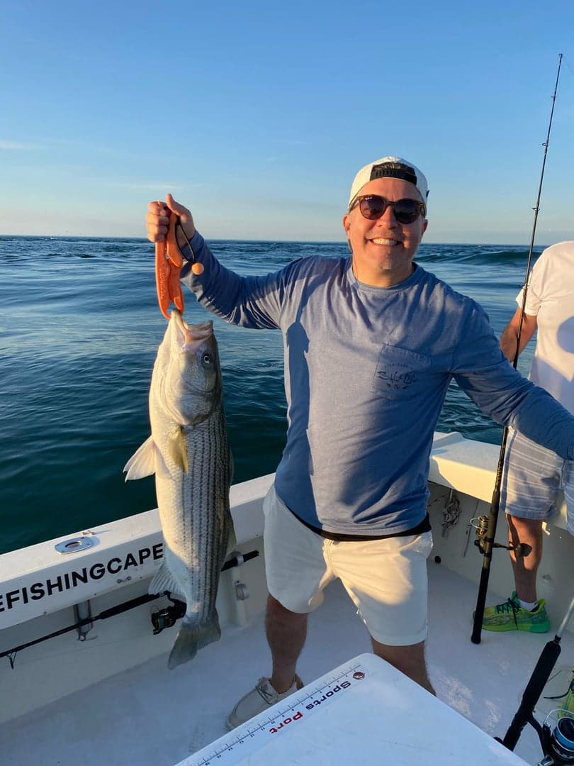 Striped Bass caught by Reel time fishing cape cod, August 2025