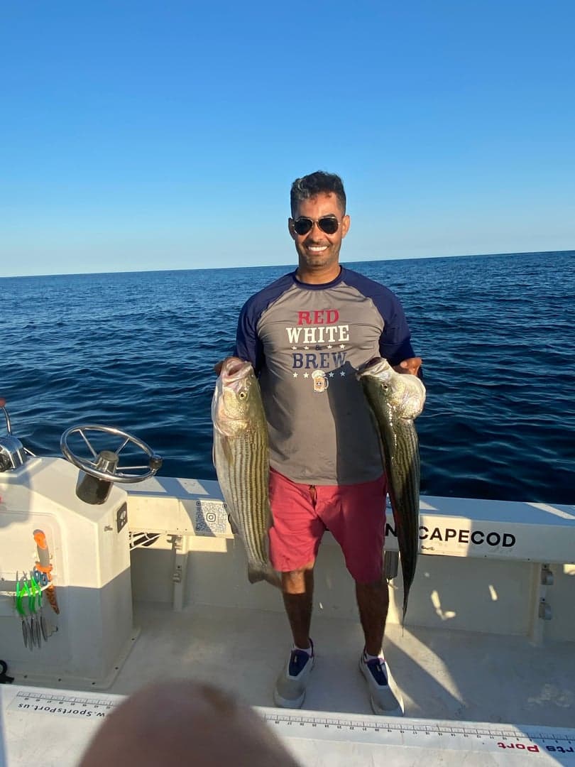 Striped Bass caught by Reel time fishing cape cod, August 2025