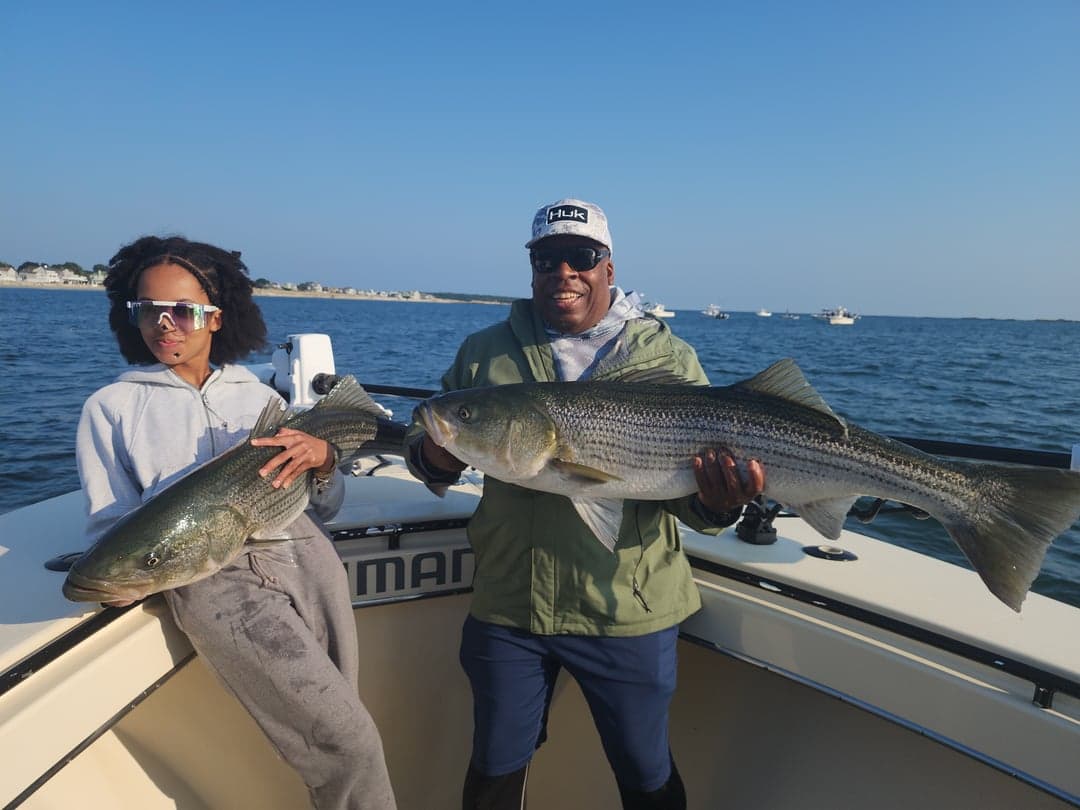 Striped Bass caught by Get Tight Sport Fishing Captain Brian Coombs, August 2025