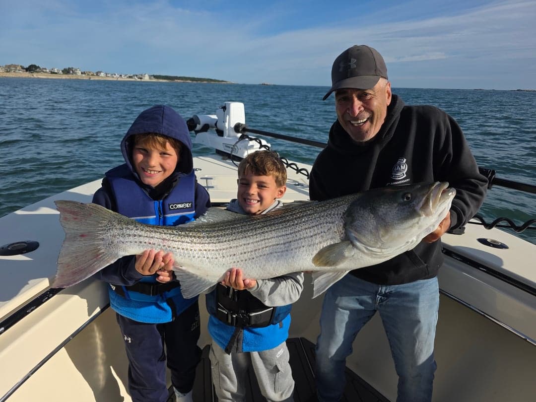 Striped Bass caught by Get Tight Sport Fishing Captain Brian Coombs, August 2025