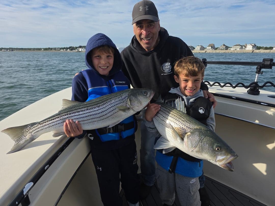 Striped Bass caught by Get Tight Sport Fishing Captain Brian Coombs, August 2025