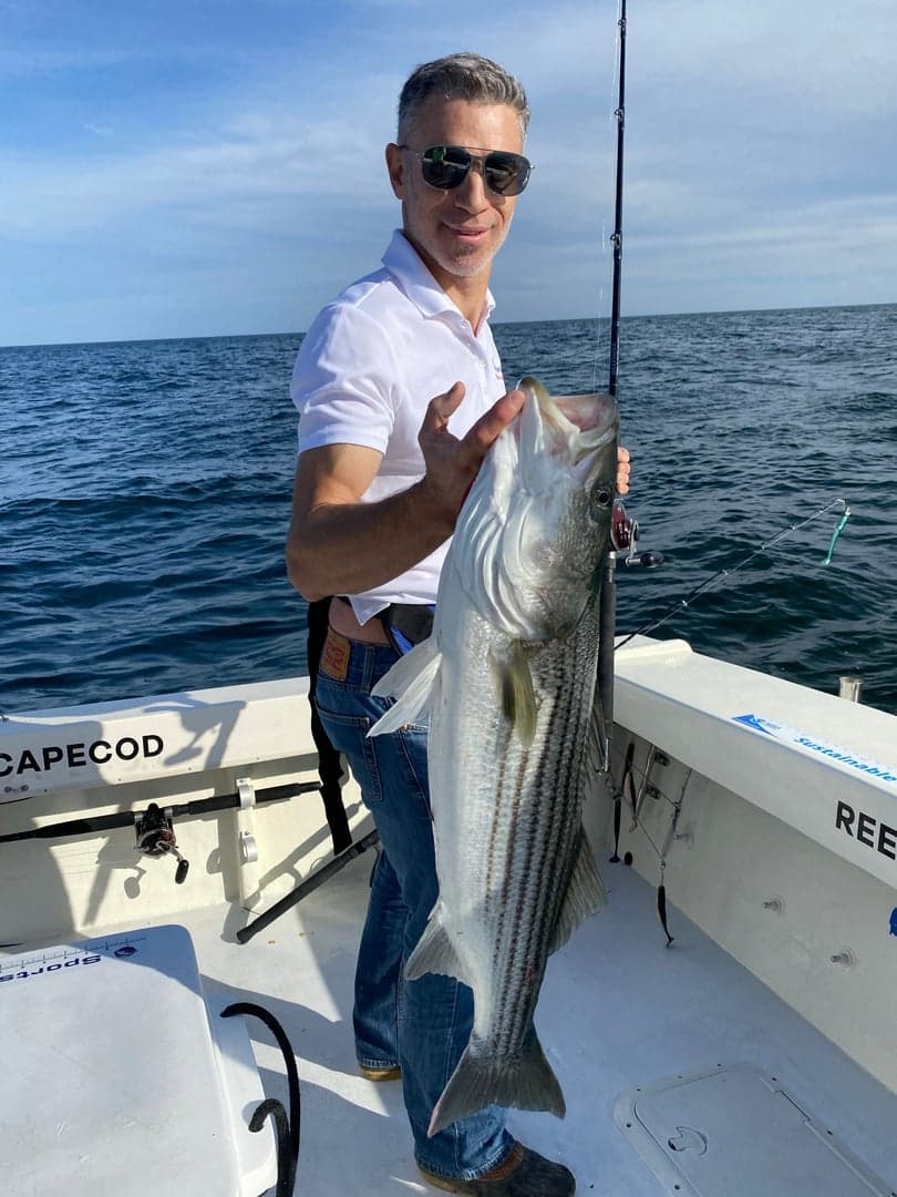Striped Bass caught by Reel time fishing cape cod, August 2025