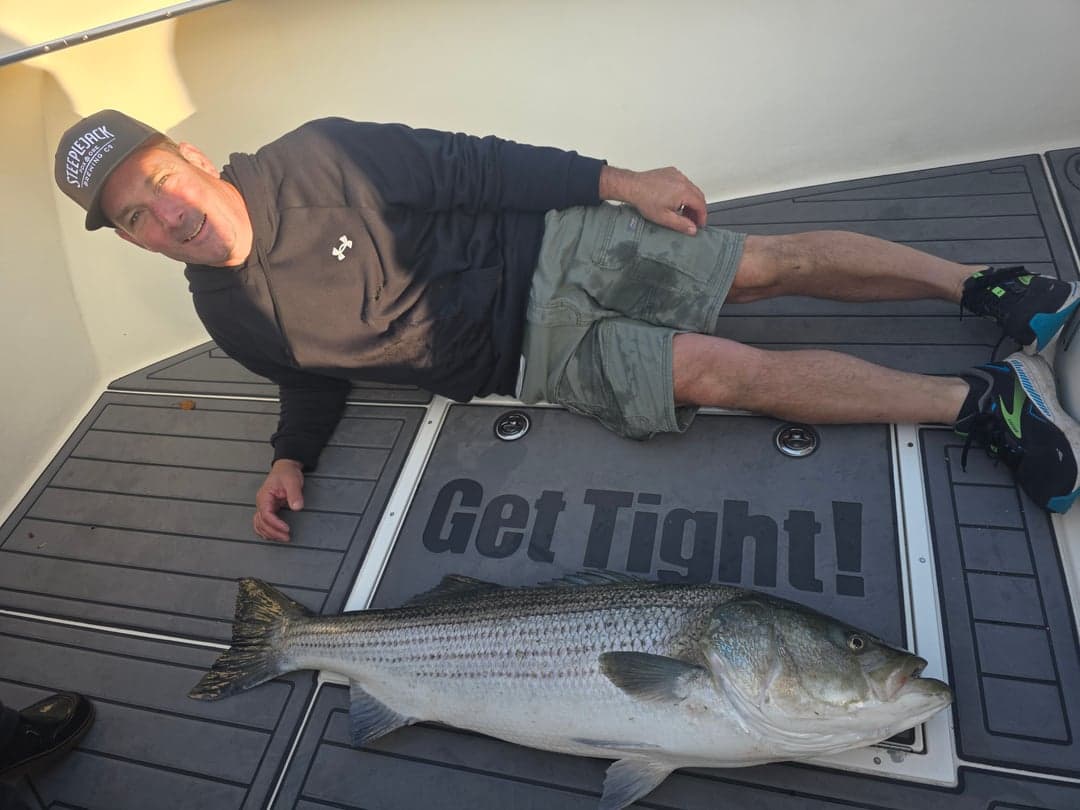 Striped Bass caught by Get Tight Sport Fishing Captain Brian Coombs, July 2026