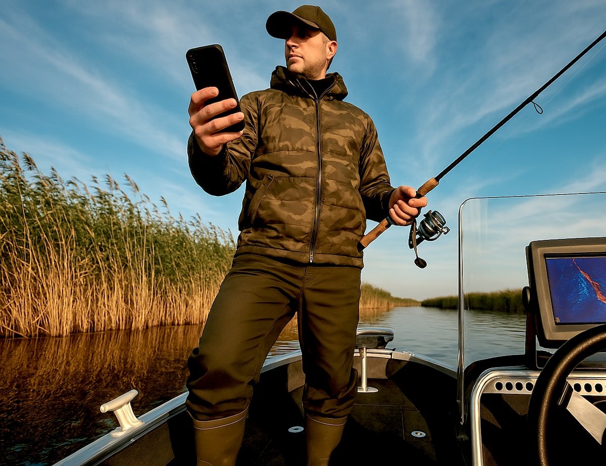 Fisherman with smartphone